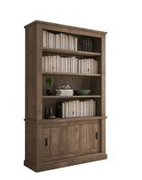 Libreria Marrone Noce Marrone Noce 3 Ripiani 2 Ante 122x40x203h cm, Installazione a Terra - Evandro