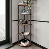 Libreria Marrone Noce Nero 4 Ripiani Installazione Libera 34x34x139h cm, Sfumatura Colore Struttura Noce - Sessanio