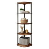 Libreria Marrone Noce Nero 4 Ripiani Installazione Libera 34x34x139h cm, Sfumatura Colore Struttura Noce - Sessanio