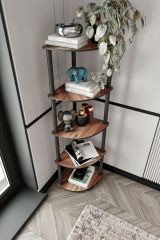 Libreria Marrone Noce Nero 4 Ripiani Installazione Libera 34x34x139h cm, Sfumatura Colore Struttura Noce - Sessanio