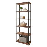 Libreria Marrone Noce Nero 4 Ripiani Installazione Libera 60x30x173h cm, Sfumatura Colore Struttura Noce - Nervina