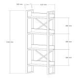 Libreria Marrone Noce Nero 4 Ripiani Installazione Libera 63x30x150h cm, Utilizzabile Come Divisorio Locale - Pignone