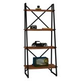 Libreria Marrone Noce Nero 4 Ripiani Installazione Libera 66x30x150h cm, Utilizzabile Come Divisorio Locale - Framura