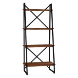 Libreria Marrone Noce Nero 4 Ripiani Installazione Libera 66x30x150h cm, Utilizzabile Come Divisorio Locale - Framura
