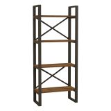 Libreria Marrone Noce Nero 4 Ripiani Installazione Libera 66x32x150h cm, Utilizzabile Come Divisorio Locale - Framur