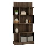 Libreria Marrone Noce Nero 4 Ripiani Installazione Libera 80x22x160h cm, Sfumatura Colore Struttura Noce - Pedara