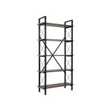Libreria Marrone Noce Nero 5 Ripiani Installazione a Muro 90x34x180h cm, Colore Struttura Nero - Suriel