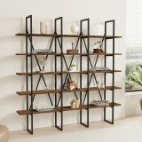 Libreria Marrone Noce Nero 5 Ripiani Installazione Libera 160x26x160h cm, Utilizzabile Come Divisorio Locale - Perletto