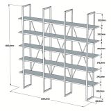 Libreria Marrone Noce Nero 5 Ripiani Installazione Libera 160x26x160h cm, Utilizzabile Come Divisorio Locale - Perletto