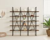 Libreria Marrone Noce Nero 5 Ripiani Installazione Libera 160x26x160h cm, Utilizzabile Come Divisorio Locale - Perletto