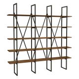 Libreria Marrone Noce Nero 5 Ripiani Installazione Libera 160x26x160h cm, Utilizzabile Come Divisorio Locale - Perletto