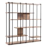 Libreria Marrone Noce Nero 5 Ripiani Installazione Libera 170x35x180h cm, Utilizzabile Come Divisorio Locale - Calogero