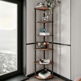 Libreria Marrone Noce Nero 5 Ripiani Installazione Libera 34x34x173h cm, Sfumatura Colore Struttura Noce - Schiavon