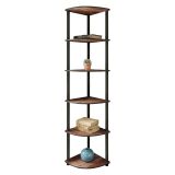 Libreria Marrone Noce Nero 5 Ripiani Installazione Libera 34x34x173h cm, Sfumatura Colore Struttura Noce - Schiavon