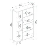 Libreria Marrone Noce Nero Antracite 5 Ripiani 2 Ante 80x25x136h cm, Installazione Libera - Taggia
