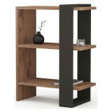 Libreria Marrone Noce Nero Rovere 3 Ripiani Installazione Libera 52x25x70h cm, Utilizzabile Come Divisorio Locale - Netro