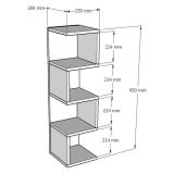 Libreria Marrone Rovere 3 Ripiani Installazione Libera 27x25x95h cm, Struttura Verticale - Cissone