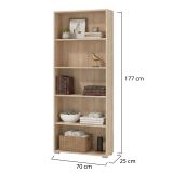 Libreria Marrone Rovere 4 Ripiani Installazione a Terra 70x24.5x176.5h cm, Sfumatura Colore Struttura Rovere - Urgnano