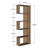 Libreria Marrone Rovere 4 Ripiani Installazione Libera 52x19x150h cm, Struttura Verticale - Nave