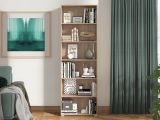 Libreria Marrone Rovere 5 Ripiani Installazione a Terra 70x24.5x211.5h cm, Sfumatura Colore Struttura Rovere - Pramollo