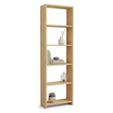 Libreria Marrone Rovere 5 Ripiani Installazione Libera 50x20x160h cm, Struttura Verticale - Paupisi