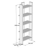 Libreria Marrone Rovere 5 Ripiani Installazione Libera 52x23x149h cm, Struttura Verticale - Verbania