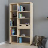Libreria Marrone Rovere 8 Ripiani 2 Cassetti 80x25x189h cm, Installazione Libera - Imer