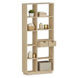 Libreria Marrone Rovere 8 Ripiani 2 Cassetti 80x25x189h cm, Installazione Libera - Imer