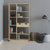 Libreria Marrone Rovere 8 Ripiani 2 Cassetti 80x25x189h cm, Installazione Libera - Imer