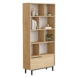 Libreria Marrone Rovere 8 Ripiani Un'anta 84x30x176h cm, Installazione Libera - Seneghe