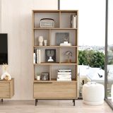 Libreria Marrone Rovere 8 Ripiani Un'anta 84x30x176h cm, Installazione Libera - Seneghe