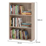 Libreria Marrone Rovere Grigio 2 Ripiani Installazione a Terra 70x24.5x107.5h cm, Sfumatura Colore Struttura Rovere Grigio - Moiano