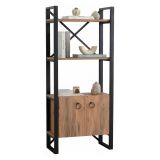 Libreria Marrone Rovere Nero 2 Ripiani 2 Ante 64x32x160h cm, Installazione Libera - Cicciano