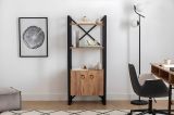 Libreria Marrone Rovere Nero 2 Ripiani 2 Ante 64x32x160h cm, Installazione Libera - Cicciano