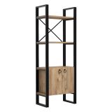 Libreria Marrone Rovere Nero 2 Ripiani 2 Ante 64x32x160h cm, Installazione Libera - Cicciano