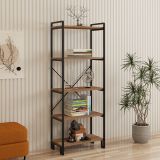 Libreria Marrone Rovere Nero 4 Ripiani Installazione Libera 30x156x60h cm, Utilizzabile Come Divisorio Locale - Pocenia
