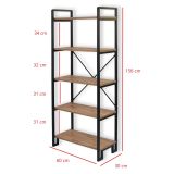 Libreria Marrone Rovere Nero 4 Ripiani Installazione Libera 30x156x60h cm, Utilizzabile Come Divisorio Locale - Pocenia