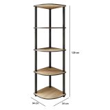 Libreria Marrone Rovere Nero 4 Ripiani Installazione Libera 34x34x139h cm, Sfumatura Colore Struttura Rovere - Sessanio