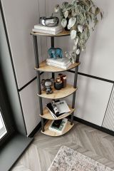 Libreria Marrone Rovere Nero 4 Ripiani Installazione Libera 34x34x139h cm, Sfumatura Colore Struttura Rovere - Sessanio