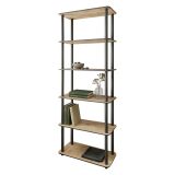Libreria Marrone Rovere Nero 4 Ripiani Installazione Libera 60x30x173h cm, Sfumatura Colore Struttura Rovere - Nervina