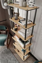 Libreria Marrone Rovere Nero 4 Ripiani Installazione Libera 60x30x173h cm, Sfumatura Colore Struttura Rovere - Nervina