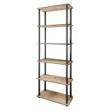 Libreria Marrone Rovere Nero 4 Ripiani Installazione Libera 60x30x173h cm, Sfumatura Colore Struttura Rovere - Nervina