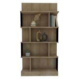 Libreria Marrone Rovere Nero 4 Ripiani Installazione Libera 80x22x160h cm, Sfumatura Colore Struttura Rovere - Pedara