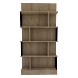 Libreria Marrone Rovere Nero 4 Ripiani Installazione Libera 80x22x160h cm, Sfumatura Colore Struttura Rovere - Pedara