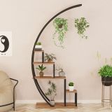 Libreria Marrone Rovere Nero 4 Ripiani Installazione Libera 85x35x180h cm, Utilizzabile Come Divisorio Locale - Luras