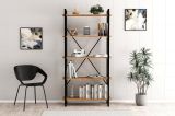 Libreria Marrone Rovere Nero 5 Ripiani Installazione Libera 90x34x180h cm, Sfumatura Colore Struttura Rovere - Mongiana
