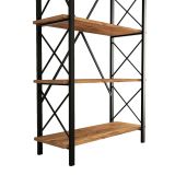 Libreria Marrone Rovere Nero 5 Ripiani Installazione Libera 90x34x180h cm, Sfumatura Colore Struttura Rovere - Mongiana