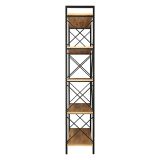 Libreria Marrone Rovere Nero 5 Ripiani Installazione Libera 90x34x180h cm, Sfumatura Colore Struttura Rovere - Mongiana