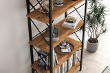 Libreria Marrone Rovere Nero 5 Ripiani Installazione Libera 90x34x180h cm, Sfumatura Colore Struttura Rovere - Mongiana