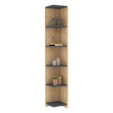 Libreria Marrone Rovere Nero Antracite 5 Ripiani Installazione Libera 25x25x160h cm, Sfumatura Colore Struttura Rovere - Tufillo